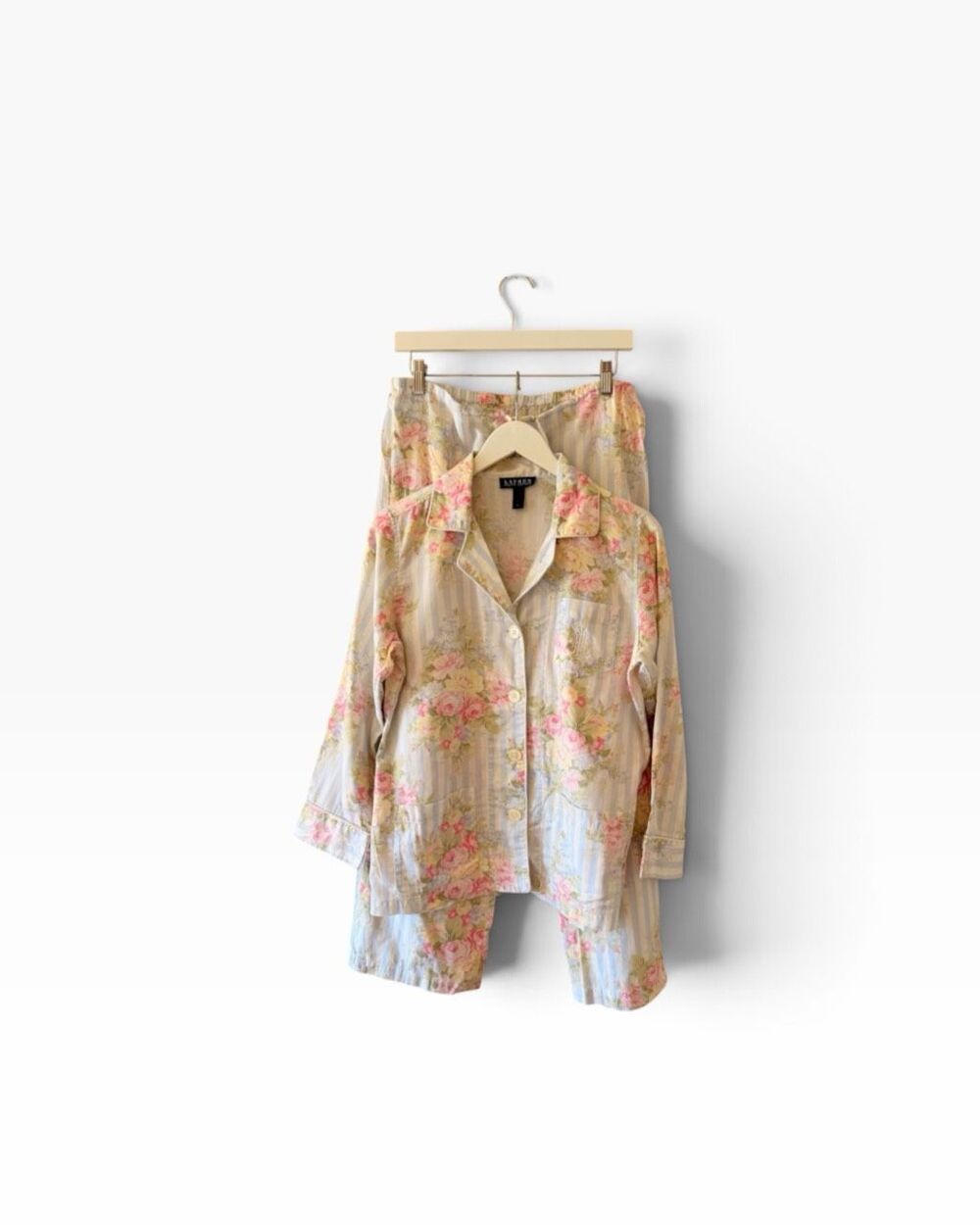 Lauren Ralph Lauren Blue Pink Floral Embroidered logo button down contemporary